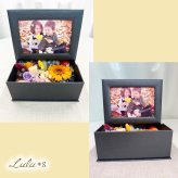 プリザーブドフラワー 写真立て フォトフレーム ボックスフラワー ガーベラ オレンジ 秋色 L版 アレンジ 誕生日 記念日 敬老の日 結婚祝い 出産祝い 退職祝い 還暦祝い プレゼント ギフト 贈り物 女性 妻 祖母 写真入り 思い出 インテリア 枯れない花 Lulu＊s ルルズ 0869