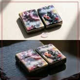 職人の手作り！和柄ペアzippo『亜』名入れ 送料無料 和風 桜 工芸 ハンドメイド ジッポ ライター 喫煙具 電子タバコ アイコス イルマ ギフト プレゼント