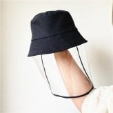 ファッション ハット 帽子 ブラック（black） 透明フェイスカバー付 取り外し可能 ２WAY オシャレなデザイン  頭囲：58cm　高さ：8cm お出かけ、散歩、ウォーキング、花粉症対策 飛沫防止 透明カバーが視界を妨げず 庭いじり、草むしりなどの作業 使い分け 贈り物にも