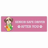 カーサイン 高齢者マーク SENIOR SAFE DRIVER シーズー ステッカー シール 長方形 20x6.7cm 肉球 日本製 車