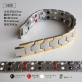 ステンレス 磁気ブレスレット 幅18mm メンズ ワイド 六角形 幾何学デザイン バイカラー ボリューム 太め 存在感 大人 カジュアル きれいめ ストリート モード 男性 手元 アクセサリー ファッション 金属アレルギー対応