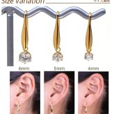 ピアス 金属アレルギー フック 揺れる 明日が変わるキュービックジルコニア 4mm 5mm 6mm 軸太1mm 医療用 サージカル ステンレス【全品1個ずつバラ売り】 プレゼント