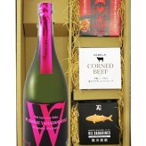 ★ 送料無料 ★ Ｗ ( ダブリュー ) 山田錦 純米  720ml ＋ 缶詰おつまみ3種セット【 9453 】【 日本酒・おつまみセット 】【 要冷蔵 】【 ハロウィン 贈り物 ギフト プレゼント 誕生日 結婚のお祝い 】