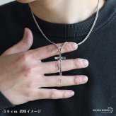 シルバー925 クロスネックレス 一粒ネックレス ペンダントネックレス シンプルネックレス ダブル喜平 6面カット 50cm 60cm シルバー 燻し アンティーク 十字架 メンズ 男性 金属アレルギー対応