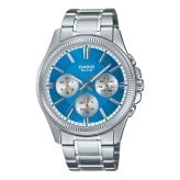 箱なし カシオ 腕時計 メンズ CASIO ブルー マリンブルー アイスブルー シルバー メタル ステンレス 海外モデル 逆輸入 カレンダー 曜日 日付 24時間表示 ビジネス 仕事 就職祝い 誕生日 父の日 プレゼント ギフト 成人 卒業 入学