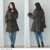 ファー付きコート コート フォックス トリミング ベルト付き レディース 中綿入り シルバーフォックス 冬 アウター レディースコート 中綿コート フォックスファー リアルファー 秋 冬 ギフト プレゼント 6F (02000073r)