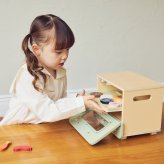 誕生日プレゼント PolarB ポーラービー おままごと オーブンレンジ オーブン ままごとセット 木製 木のおもちゃ お料理ごっこ ごっこ遊び フードパーツ12点 ピザ クッキー トレー付き 持ち手付き 音が鳴る 知育玩具 北欧 くすみカラー おしゃれ 小物入れ 男の子 女の子 お祝い ギフト