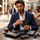モンテスピガ　monte SPIGA　ラウンドファスナー二つ折り財布　MOSMSP701DBR　ダークブラウン　濃茶　シュリンクレザー　牛革　ジップアラウンド ウォレット