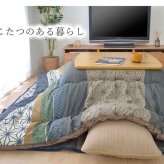 こたつ布団 長方形 掛け単品 約205×245cm 和柄の日本製こたつ布団 ポリエステル 綿 フランネル こたつ掛布団 こたつふとん コタツ掛け布団 コタツ掛布団 こたつ用品 冬用 冬物 寝具 寝室用品 インテリア やわらか 手洗い 肌触り ネイビー