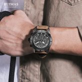 腕時計 メンズ 20代 30代 40代 50代 RUIMAS クロノグラフ クォーツ 黒革ベルト