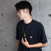 ステンレス ドッグタグネックレス ゴールド クロス メンズ ペンダント 十字架 ストーン プレート タグネックレス 男性用 アクセサリー 金色 バイカラー 格子柄 重厚感 存在感 カジュアル ストリート ヒップホップ 装飾