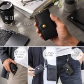 本革 キーケース メンズ 6連 キーリング カードケース 小銭入れ 一体型 スマートキーケース 牛革 コンパクト 多機能 ミニ財布 ナスカン付き