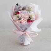 【結婚式 電報 ギフト】tino ウェディングベア ラブリー ソープフラワーブーケ|結婚式 結婚祝い 結婚記念日 ブライダル 祝電 電報 ギフト プレゼント ウェルカムスペース ドール ぬいぐるみ ブーケ