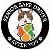 カーサイン 高齢者マーク SENIOR SAFE DRIVER キジ白 マグネット 強力 直径13cm 肉球 日本製 車 ステッカー