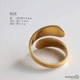 ステンレス 巻き付く ホワイトリング ニュアンスリング 幅広 太幅 ワイドリング ゴールド 18K GP フリーサイズ レディース 女性 指輪 金属アレルギー対応