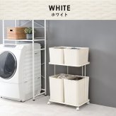 ラック ランドリー 2段 幅60cm カゴ 洗濯かご 4個つき 洗濯機 収納 おしゃれ スリム 縦型 洗濯機収納 ランドリー収納 ホワイト グレー 収納棚 洗濯物 洗面所 脱衣所 新生活
