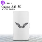 Galaxy A23 GalaxyA23 手帳型スマホケース カバー 黒翼 ハート グレー 2022年 10月発売 nk-004s-a23-dr466