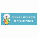 カーサイン 高齢者マーク SENIOR SAFE DRIVER マルチーズ ステッカー シール 長方形 20x6.7cm 肉球 日本製 車