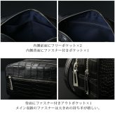 セカンドバッグ スモールクロコダイル マット加工 ダブルファスナー 日本製 メンズ 本革 クロコ レザー ハンドル付き シンプル ギフト プレゼント 4FA (06002011r)