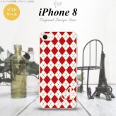 【iPhone8】【スマホケース/スマホカバー】【アイフォン8】iPhone8 スマホケース ケース アイフォン8 イニシャル アーガイル 赤×青 nk-ip8-tp1403ini【メール便送料無料】
