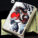 ZIPPO 和柄 波龍 ジッポ ライター アンティークシルバー バレル仕上げ かっこいい ドラゴン 和風 竜 お守り 銀 おしゃれ 渋い メンズ ギフト プレゼント