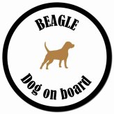 カラフル Dog on board ビーグル ホワイト＆ブラック カーサイン 車 マグネットステッカー 犬 マグネット 強力 直径13cm 丸型 おしゃれ かわいい ドラレコステッカー 安全対策 危険運転 煽り運転 アニマル 動物 犬種別 屋外 防水 屋内