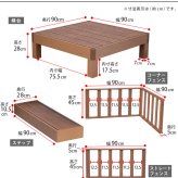 フェンス 人工木ウッドデッキ ecofeel エコフィール 3台 ステップ・フェンスセット PWDE-3P-SFSET 樹脂製 縁台 縁側 DIY キット テラス ウッドパネル 腐らない 屋外 新築 外構 ベランダ 本格的 おしゃれ 簡単組立 ガーデン