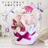おむつケーキ 女の子 出産祝い 可愛い スタイ ピンク お祝いの贈り物 華やか 赤ちゃん 同僚 親戚 友達