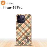 iPhone14 Pro iPhone14 Pro スマホケース 背面ケースソフトケース チェック A ベージュ 赤 +アルファベット 2022年 9月発売 nk-i14p-tp445i