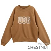 UGG アグ トレーナー レディース 1171477 LOGO CREWNECK ロゴ クルーネック スウェット 長袖 ラグランスリーブ ロゴアップリケ コットンブレンド ブラック チェスナット グレーヘザー 黒 茶色 グレー XS S M