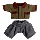 [6点までメール便可] ぬいぐるみ用 服 2点セット コート パンツ ズボン ぬい服 クリスマス 推しぬい ぬい活 推し活 ぬいぐるみの服 人形 おしゃれ 可愛い 誕生日プレゼント 着せ替え おままごと 女の子 男の子 テディベア くま おもちゃ おしゃれこぐま 冬 コスチューム 身長12cm(4S)用 TBハンティングコート 778102