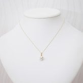 ［pearl586］ 8mm - 8.5mm ホワイトピンク ペンダント ダイヤモンド付 あこや真珠 0.01ct
