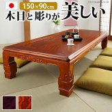 こたつ 長方形 大判サイズ 和調継脚こたつ 150x90cm 紫檀 けやき 継ぎ脚 高さ調整 テーブル ローテーブル 炬燵 高級感 家具調 天然木 木製 日本製 国産 テレワーク リモートワーク 在宅ワーク