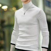 （メール便）長袖Tシャツ カットソーメンズ インナートップストレーナーロンT タートルネック 無地 シンプル カジュアル トップス ストレッチ