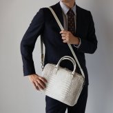 ブリーフバッグ メンズ ポロサス スモールクロコダイル ワニ革 ヒマラヤクロコダイル ヒマラヤポロサス センター取り 日本製 2way バッグ ビジネスバッグ 鞄 ギフト プレゼント 4F (06002010-mens-1r)