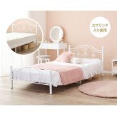 ベッド 寝具 リボン シングル 高さ調節 メッシュ床 収納 下収納 可愛い かわいい おしゃれ 白 姫系 パイプ 姫 エレガント シンプル メッシュ お姫様 白家具 プリンセス 女の子