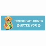 カーサイン 高齢者マーク SENIOR SAFE DRIVER ゴールデンレトリバー ステッカー シール 長方形 15x5cm 肉球 日本製 車