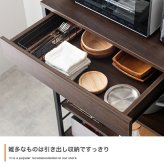 食器棚 ゴミ箱収納付き 伸縮 レンジ台 レンジボード レンジラック キッチン収納 カウンター キッチンラック キッチンボード アイランド ラック シェルフ 間仕切り 棚 ワゴン ゴミ箱上 キャスター付き 調理台 作業台 伸長 伸びる 天板拡張 大容量：