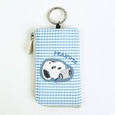 スヌーピー キーパスポーチ ブルー サガラワッペンチェック SNOOPY