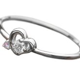 ダイヤモンド リング プラチナ Pt950 合計0.06ct ハートモチーフ 指輪 アイスブルーダイヤ ダイヤリング 鑑別カード付き レディース ジュエリー アクセサリー