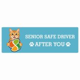 カーサイン 高齢者マーク SENIOR SAFE DRIVER 茶トラ ステッカー シール 長方形 20x6.7cm 肉球 日本製 車