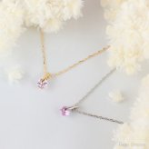  ピンクサファイア プチ ネックレス  プラチナ 18金 一粒 一石 シンプル ペンダント レディース プチネックレス 華奢 デザイン K18 Pt900 誕生石 サファイア ピンク 記念日 彼女 プレゼント ギフト
