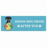 カーサイン 高齢者マーク SENIOR SAFE DRIVER ドーベルマン ステッカー シール 長方形 15x5cm 肉球 日本製 車