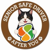 カーサイン 高齢者マーク SENIOR SAFE DRIVER 黒白（ハチワレ） マグネット 強力 直径13cm 肉球 日本製 車 ステッカー