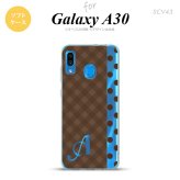 SCV43 Galaxy A30 SCV43 スマホケース ソフト カバー チェック ドット 茶 +アルファベット nk-scv43-tp1525i