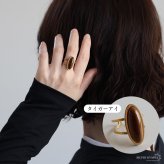 ステンレス オーバルストーンリング 2タイプ オパール タイガーアイ 18KGP ゴールド gold シルバー 大ぶり オープンリング フリーサイズ レディース 女性 指輪 金属アレルギー対応