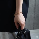 ステンレス 細身 シンプルバングル ボール チラ見せ メタルブレスレット ゴールド 18KGP ピンク こなれ感 お洒落 人気 華奢 重ね付け 玉 球 レディース 女性 金属アレルギー対応