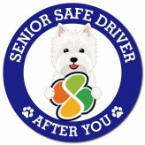 カーサイン 高齢者マーク SENIOR SAFE DRIVER ウエストハイランドホワイトテリア マグネット 強力 直径13cm 肉球 日本製 車 ステッカー