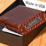 【名入れ】【送料無料】zippo ジッポーライター 革巻きコードバン ブラウン Zippoケース刻印不可商品 誕生日 ギフト プレゼント[zCV-BW]