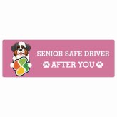 カーサイン 高齢者マーク SENIOR SAFE DRIVER セントバーナード ステッカー シール 長方形 20x6.7cm 肉球 日本製 車